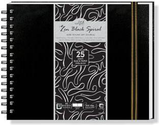 Zen Sangam Express your Mind A4 Spiral 250 GSM Black Paper Sketchbook-Landscape Smooth Surface Sketch Pad