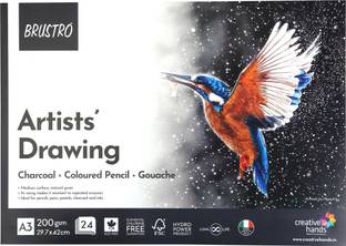 BRuSTRO Artist Drawing Glued Pad 200 GSM, A3-24 Sheets Sketch Pad