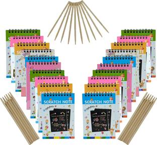 BEESLANZ Return Gifts for Birthday - 20 pcs Scratch Book small-Creative Return Gift items Sketch Pad