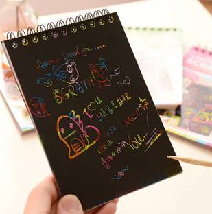 Zest4u Magic Scratch Book Scratch Art Painting Paper with Drawing Stick Sketch Pad
