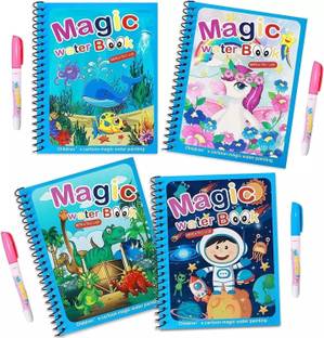 JellyPops Reusable Water Magic Coloring Book Drawing Painting Book Doodle with Magic Pen Sketch Pad