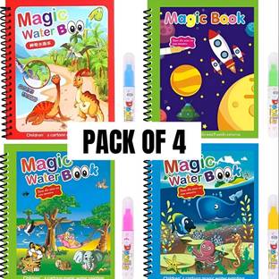 BEESLANZ Magic Water Book for Kids (Pack of 4)-Reusable Coloring Book for Kids 2-10 Years Sketch Pad