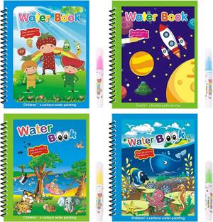 Onlinenest ® Kid's Magic Water Colouring Book - Pack of 4 Random Design Sketch Pad