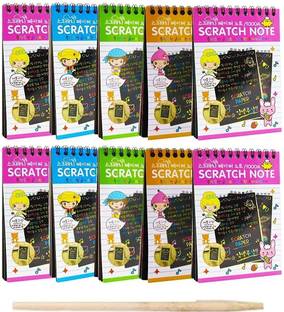 KRYTONE A6 Rainbow Scratch Drawing Book 10 Pages for Kids Arts and Crafts Sketch Pad