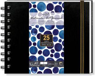 Zen Sangam Express your Mind A5 Artists' Watercolor Wiro Journal - 25 Sheets(50 Pages) - 245GSM 20% Cotton Cold Pressed Watercolour Paper - Spiral Watercolor Book (Landscape) Sketch Pad