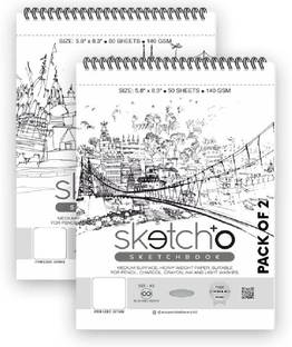 ANUPAM Sketch-O Sketchbook A5 140GSM Top Spiral-Bound Sketchpad Durable Acid Free Paper Sketch Pad