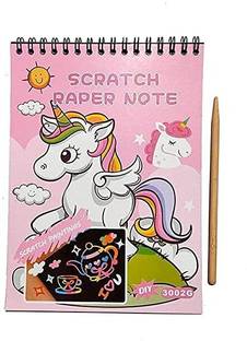 Shmaya A5 Size Multiple Design Rainbow Scratch Magic Doodle, -pack of 2 Sketch Pad