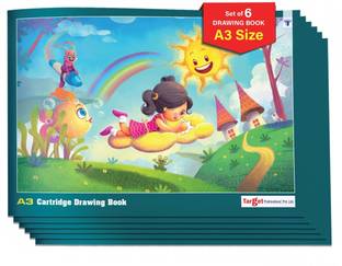 Target Publications A3 Drawing Book for Artists, Kids | A3 Sketch Book| 34 White Blank Plain Pages | Soft Bound | 42 x 29.7 cm| Sketching, Colouring, Painting | Pack of 6 | Sketch Pad