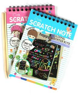 Hecton Scratch book Drawing Painting Sketching Rainbow Magic Paper Kid Multicolor Sketch Pad