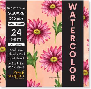 Zen Sangam Express your Mind Square (10.5cm x 10.5cm) Watercolor Glued Sketch Pad