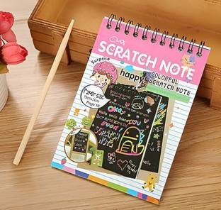 Kuka Scratch Notepad Pack of 2 - Coloring Magic Book Drawing and Writing For Kids Sketch Pad
