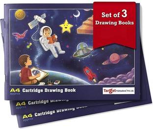 Target Publications Drawing Books Artists,Kids | A4 Sketch Book | 34 Pages 29.5 x 21c m | Pack of 3 Sketch Pad
