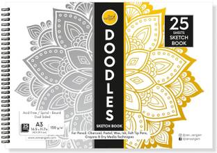 Zen Sangam Express your Mind 25 Sheets A3 Doodles Sketch Book – 16.5 x 11.7 Inch – SpiralBound Sketchpad for Beginners - Acid Free Paper for Doodling, Drawing Sketch Pad
