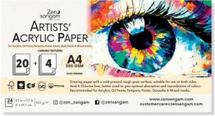 Zen Sangam Express your Mind Artists’ - A4 Acrylic Papers - 300 GSM - Cold Pressed - (24 Sheets) Sketch Pad