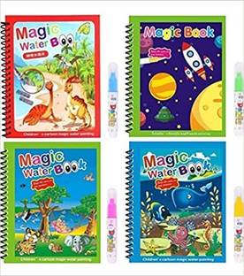 RAIYARAJ Magic Water Coloring Doodle Book & Magic Pen Reusable Regular Notebook Ruled 5 Pages