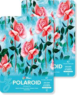 Zen Sangam Express your Mind A7 (Pack of 2)Gouache Papers Polaroid Sheets-300 GSM Cold Pressed-Round Corner Sketch Pad