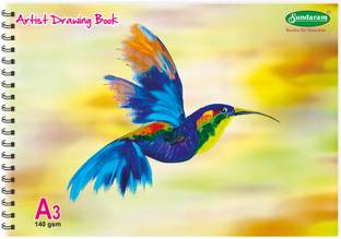 SUNDARAM A3 Sketch Book Spiral Bound,Wiro (50 Sheets) 42 x 29.5 cm Plain (Pack of 1) Sketch Pad