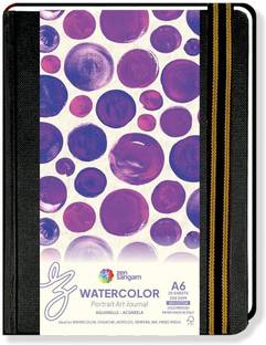 Zen Sangam Express your Mind Portrait A6 Artists' Watercolor Journal - 25 Sheets(50 Pages) - 245GSM 20% Cotton Cold Pressed Watercolour Paper - Watercolor Book (Portrait) – Black Sketch Pad