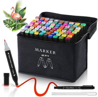 SHRIYEI Dual Tip Art Markers-48 12 PCS Bullet and Calligraphy Alcohol Ink Marker Nib Nib Sketch Pens