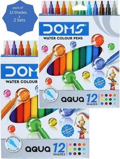 DOMS Aqua water color -12 shades (pack of 2) Superfine Nib Sketch Pens  with Washable Ink