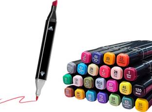 KOTHIA Dual Tip Art Markers-24 K 595 24 PCS Bullet and Calligraphy Alcohol Ink Marker Nib Sketch Pens