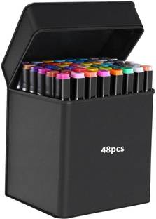 CARINSTA Dual Tip Art Markers-48 CI007 48 PCS Bullet and Calligraphy Alcohol Ink Marker Nib Sketch Pens