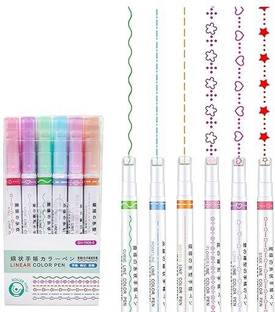 Sivka Designer Linear Roller Curve Highlighter Pens Set Acid free and non-toxic,ink doesn’t smear, fade, or skip, no harm to health. Nib Sketch Pens  with Washable Ink