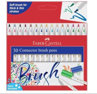 FABER-CASTELL High Quality Nylon Fibre 30 Connector Soft Brush Nib Sketch Pen