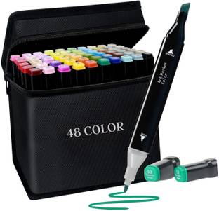 CARINSTA Dual Tip Art Markers-48 CI186 48 PCS Bullet and Calligraphy Alcohol Ink Marker Nib Sketch Pens
