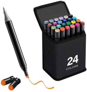 KOTHIA Dual Tip Art Markers-24 K 690 24 PCS Bullet and Calligraphy Alcohol Ink Marker Nib Sketch Pens