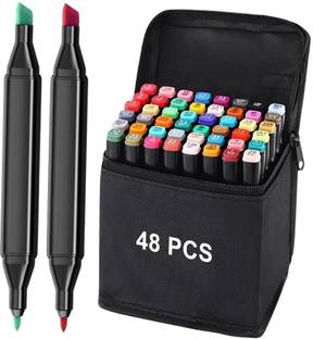 VOXEL Dual Tip Art Markers-48 V728 48 PCS Bullet and Calligraphy Alcohol Ink Marker Nib Sketch Pens