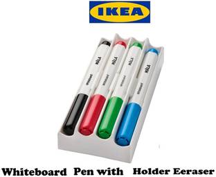 IKEA Digital Shoppy Whiteboard pen with holder/eraser,(Pack of 4 ) Nib Sketch Pens