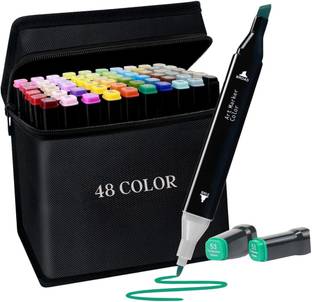 CARINSTA Dual Tip Art Markers-48 CI023 48 PCS Bullet and Calligraphy Alcohol Ink Marker Nib Sketch Pens