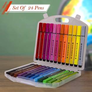 Pulsbery 24 pcs color sketch colors for kids Nib Sketch Pens  with Washable Ink
