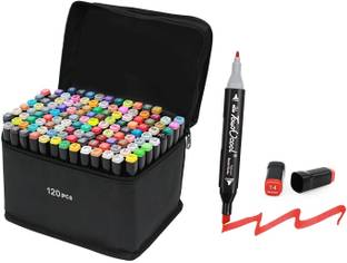 SHARNGA 120 PCS Alcohol Color Markers Pens For Drawing Sketching || Highlighter Pen Dual Tips Markers Nib Sketch Pens