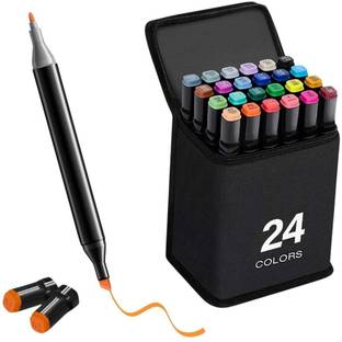 KOTHIA Dual Tip Art Markers-24 K 159 24 PCS Bullet and Calligraphy Alcohol Ink Marker Nib Sketch Pens