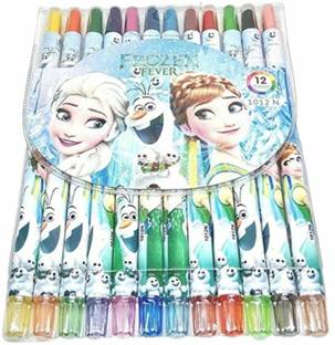 Sannu Frozen Cartoon Themed Twistable Rolling Crayons for Kids (Set of 12)