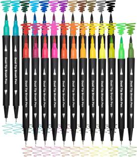 Super Toy Dual Tip Brush Marker Pens Set,Art and Craft Markers Paper Crafting Tool