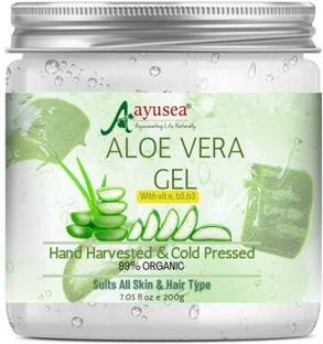 AYUSEA Pure Aloe vera gel for face acne and hair mask with Vit-E, B3,B5 no artificial colour and smell
