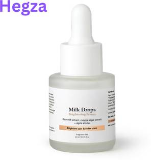 Hegza Milk Drops Brightening Serum Formulated With Rice Milk Extract, Marine Algae Extract, Alpha Arbutin, Fades Scars, Brightens Skin & Even Skin Tone For All Skin Type