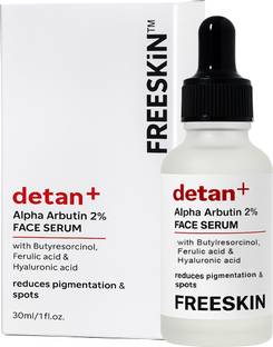 Free Skin De-Tan Face Serum with 2% Alpha Arbutin, Butylresorcinol, Ferulic Acid & Hyaluronic Acid | Targets Pigmentation, Dark Spots & Sun Tan | Brightens, Evens Skin Tone & Hydrates | For All Skin Types