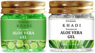 Premium Khadi Combo- Aloevera transparent Gel & Aloevera Cucumber Gel For Skin & Hair