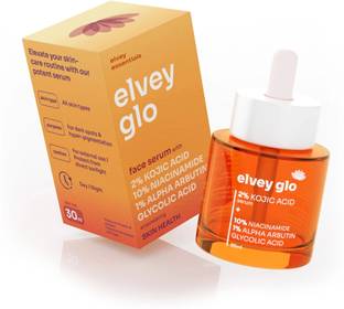 Elvey Essentials Glo Face Serum with 2% Kojic Acid for Dark Spot Reduction, Brightening & Glow