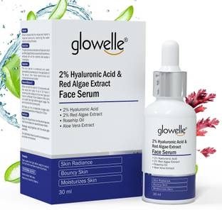 glowelle 2% Hyaluronic Acid Face Serum & Red Algae Extract Hydrated Plumped & Bouncy Skin