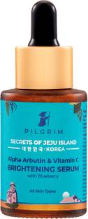 Pilgrim Alpha Arbutin & Vitamin C Brightening Skin Face Serum | Fades Dark Spots & Hyper Pigmentation | Experience Glowing Skin | Dermatologically Tested | For Men & Women | All Skin