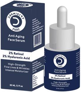DERMISTRY 2% Retinol Hyaluronic Anti Ageing Day Night Cream Face Serum for Aging Wrinkles