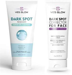 YES GLOW Dark Spot Remover Scrub Gel Cleanser (100 ml) & Dark Spot Corrector Face Cream (60 g) Combo Pack