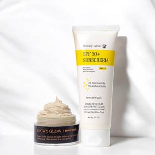 snowyglow Lightweight & Hydrating Sunscreen with SPF 50+(60gm), Night Face Cream for Brightening (20gm) Men & Women