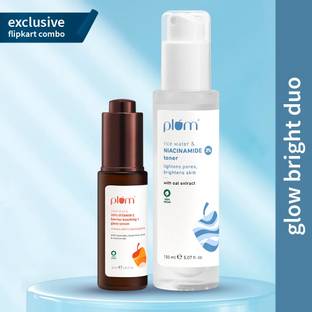 Plum Brightening Combo: 10% Vitamin C Barrier Boosting Serum 30ml + Niacinamide Toner 150ml