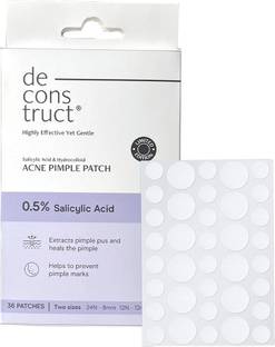 deconstruct Pimple Patches for Face| 0.5% Salicylic Acid & Hydrocolloid Pimple Patch | Prevents Pimple Marks, Minimises Acne | For All Skin Types | For Women and Men | Beginner Friendly | Pack of 36